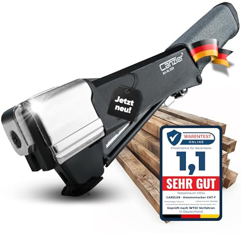 Canzler CHT-7 Hammertacker mit schützender Prallplatte und Schnellladesystem - Gewichtsreduzierter Schlagtacker für Klammerlängen 6-12 mm