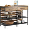 SoBuy Aparador de Cocina Industrial con Estantes Abiertos y Botellero Mueble de Cocina con Espacio para Microondas Mueble Auxiliar de Almacenaje para Salón Comedor Entrada 120x91x45cm Marrón FSB85-PF
