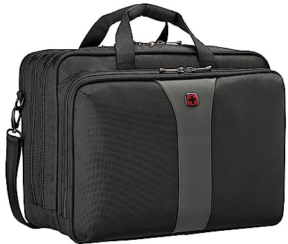 WENGER Laptop-Tasche zum Umhängen, Notebook bis 17 Zoll, Aktentasche, 27 l, Damen Herren, Büro Business-Reisen Uni, Schwarz/Grau, 612260