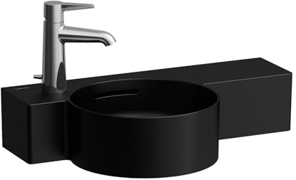 LAUFEN VAL Handwaschbecken, 1 Hahnloch links, mit Überlauf, 550x315mm, Ablage rechts, H8152837161051, Farbe: Schwarz Matt
