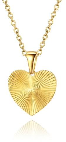 Kritz Herzkette Damen Gold Edelstahl – Herzanhänger Minimalistisch, Elegante Halskette für Frauen, Geschenk für Freundin und Mama collier (Sonnenherz)