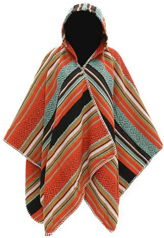 BAILEYU Damen Winter Strickschal mit Kapuze Gestreift Fransen Poncho Warme Decke Vintage Strickjacke,Orange,One Size