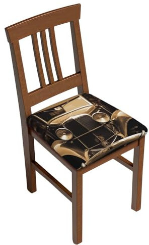 BONDIJ Quadratische Stuhlhussen für Esszimmer, Vintage-Autostuhlbezüge, abnehmbar, waschbar, Stuhl-Sitzbezüge mit Bändern, für Küche, Büro, 4 Stück