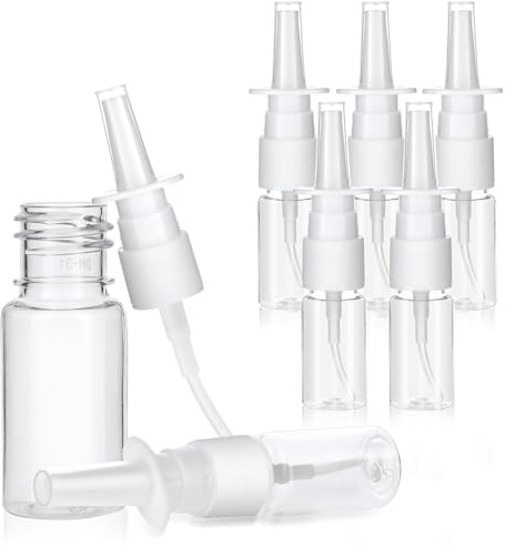simarro Lot de 7 flacons de spray nasal vides de 10 ml - Rechargeable - En plastique - Pour le nez - Parfum - Huile essentielle - Transparent