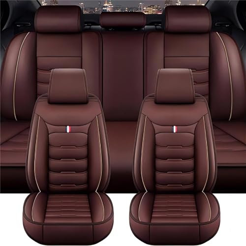 BUKISA Auto SitzbezüGe für VW Touran 2004-2018 5 Sitze, Leder Luxus Voll Vorderseite Und RüCkseite SchonbezüGe, Auto-ZubehöR Schonbezug AutositzbezüGe Kompatibel,C Coffee