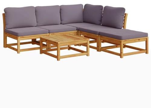 vidaXL Garten Lounge Set 6-TLG., Gartenmöbel mit Kissen Latten-Design, Sitzgruppe für Garten Terrasse, Modular Sofa Garnitur, Massivholz Akazie