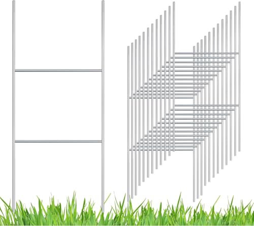 LATERN 12 Pezzi H Telaio Picchetti per Cartelli da Giardino, 42CM x 18CM Supporti per Cartelli da Giardino Resistenti Pali in Filo Metallico Calibro 9 per Cartello Pubblicitario, Festa in Giardino