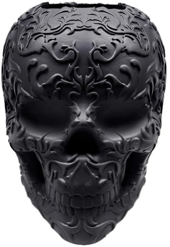 Ymxygz Totenkopf-Make-up-pinselhalter, Halloween-Harz-Skelett-stifthalter, Desktop-schädelkopf-Organizer, Halloween-heimdekoration