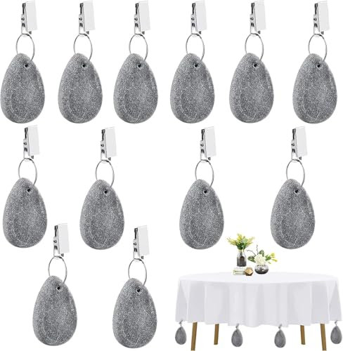 Qooloo Set di 12 pesi per tovaglia in pietra naturale, per esterni, peso extra pesante, per feste, picnic, matrimoni