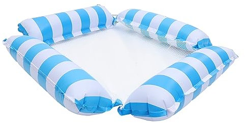 Abaodam Fashionable Inflatable Pool Floating Hammock Foldable Water Floating Chair Smooth Lightweight Design for Pool Parties and Relaxation Includes Pump Striped Pattern Light