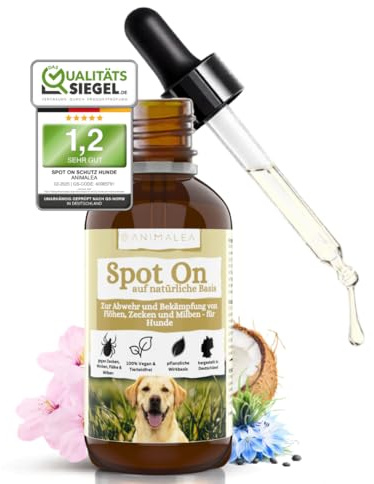 Animalea - Zeckenschutz für Hunde Spot On - effektiver Schutz gegen Zecken, Flöhe & Mücken für die gesamte Saison - Zeckenmittel für Hunde 50ml - Zeckenabwehr mit Neemöl & ohne Nervengift