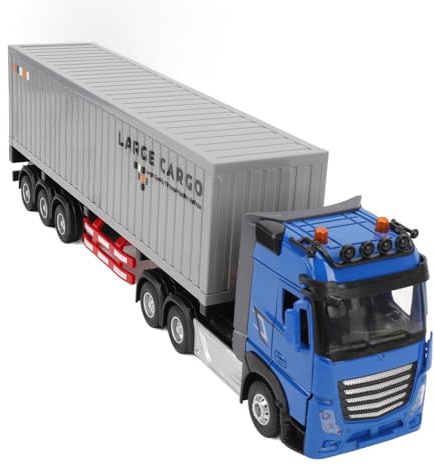 Srliya Camion radiocommandé semi-transporteur jouet avec portes ouvertes, porte-conteneur, corps en alliage, musique, design réaliste, favorise la coordination, 3 ans et plus, garçons