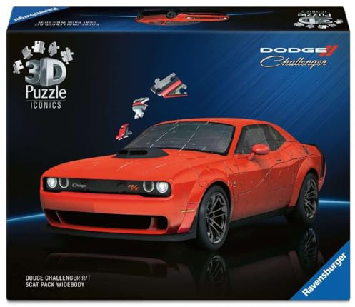 Ravensburger - Puzzle 3d Dodge Challenger Rosso | Puzzle 3d Per Adulti E Bambini A Partire Dagli 10 Anni | Modellismo Da Costruire Adulti Di 163 Pezzi | Regalo Bambino 10 Anni E Più