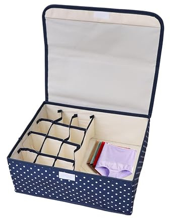 Cabilock Caja de Almacenamiento de Ropa Interior Impermeable de Tela Oxford con 13 Rejillas Organizador Plegable para Armario y Cajones Ahorro de Espacio