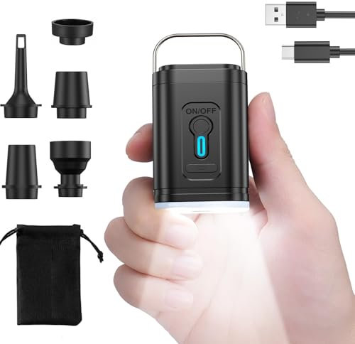 Air Pump for Inflatables, Xndryan Tiny Airbed Pump Portable Electric Pump with 5 Nozzles, Fast Inflate & Deflate 1200mAh Rechargeable Electric Air Pump for Mattress Vacuum Bag Paddling Pool Floats