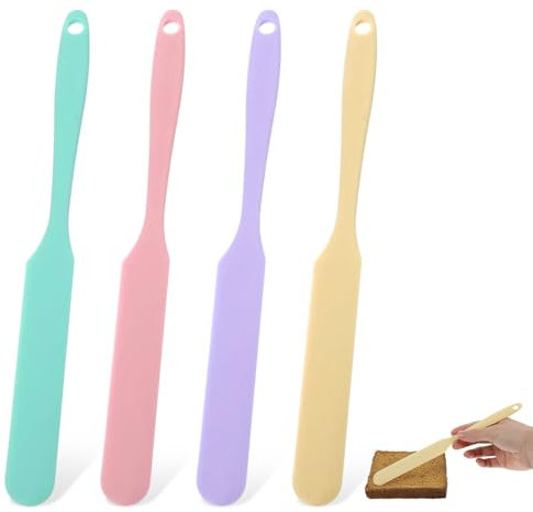 Simarro 4-Pc Silicone Jar Spatula & Scraper Set for Baking, Heat-Resistant Shovel for Cake, Cream, Butter, Icing Sugar, Bread, Jam (4 Colors)