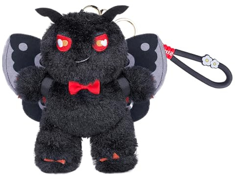 RLOMUTE 6.3 Inch Gray Moth Mothman Keychain Plush Toy Bag pendant Stuffed Animal Super Soft Cute Baby Cuddly for Birthday Party Companions Car Home Decor Collectible Gift for kids Christmas