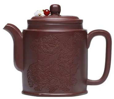 SOBOLON Hervidor de Viaje Tetera de Boutique Hecha a Mano, Juego de té de Kung Fu, Cubo Hexagonal Grabado de Boutique, Olla de Arena púrpura Original Tetera Verde