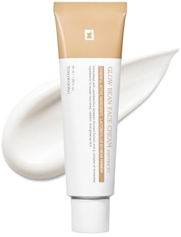 TOSOWOONG Glow Bean 6% Ansiktskräm för Glass Skin, Närande, Återfuktande | 6% (63 844 ppm) Sojabönsferment, Utjämnande, Anti-Aging, Lindrande, Dewy Finish, Fukt, Koreansk Hudvård, 50 ml