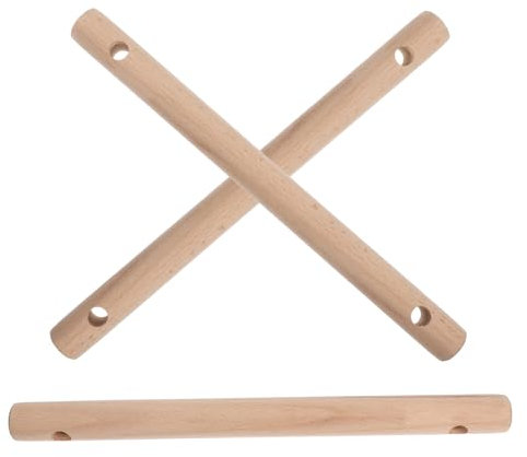 BATHVEVE 3pcs Sustainable Wooden Rods for Craft Projects Round Craft Sticks for Rope Ladder Steps Smooth Finish Natural Aesthetic for Woodworking