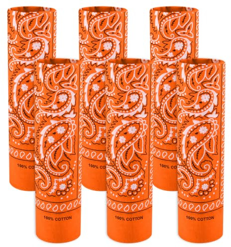 BOUBONI 6 Stück 100% Baumwolle Bandana Paisley Bandanas Vielseitiges Kopftuch Multifunktionstuch Kopftücher Halstücher Damen Männer (Weiß)