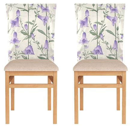 KLL Chair Protectors Covers for Hotel (scenario) Set of 6 Removable Parson Chair Covers Campanula Rotundifolia Flowers