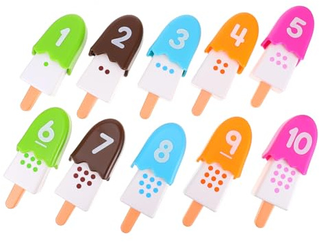 Didiseaon Educational Digital Popsicle Matching Toy Set for Kids, Colorful Number Learning Plaything, Cognitive Digital Game for Childrens’ Ice Cream Role Play and Early Math Skills Development