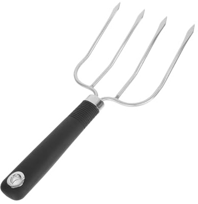 UKCOCO Fourchette Barbecue INOX Résistante Chaleur Fourchette à Viande Robuste pour Rôtir Poulet Dinde Steak Outil Cuisine BBQ avec Manche Plastique Protecteur