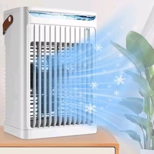 SustVita Enfriador de aire portátil 5 velocidades y 2 niveles de niebla para dormitorio, oficina, un mini aire acondicionado que proporciona enfriamiento personal rápido con