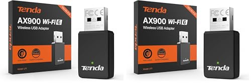 Tenda AX900 Adattatore USB Chiavetta Wi-Fi 6 per PC fisso, Dual Band 5G/2.4G, Soft-AP, MU-MIMO, WPA2, Windows 7/10/11, U11 (Confezione da 2)