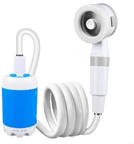 HOHOVYVY Douche de camping mobile avec pompe à eau rechargeable, pommeau de douche portable léger pour le camping, la randonnée, la plage ou l'entretien du jardin