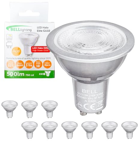 Bell Lighting LED GU10 Bulb 6W, Warm White 2700K, Dimmable, Pack of 10