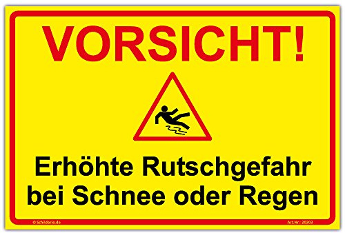 Schild Vorsicht Erhöhte Rutschgefahr Hinweisschild 450x300mm gelb Querformat, stabile Aluminiumverbundplatte 3mm stark, inkl. 4 Eckbohrungen