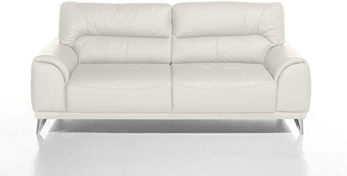 Mivano 3-Sitzer Couch Frisco / 3er Ledercouch in Kunstleder passend zum Sessel und 2er Sofa Frisco / Sofagarnitur / 210 x 92 x 96 / Weiß