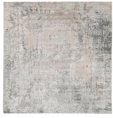 RugVista Ritz Teppich, 250 x 250 cm, Hell Grau | Vintage, Quadratisch, Niedriger Stapel, Nur chemische Reinigung, Oeko-Tex 100, Wohnzimmer, Esszimmer, Schlafzimmer, Küche