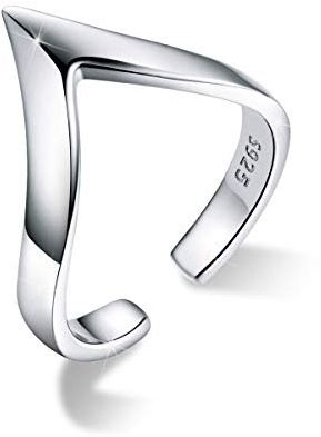 YOAME Anillos ajustables para niñas, plata de ley 925, diseño geométrico, anillos de nudillos para mujer