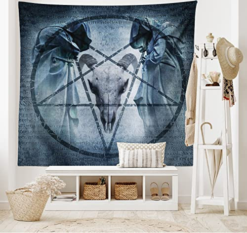 ABAKUHAUS Horror Haus Wandteppich und Tagesdecke, Teufel Traum Scary aus Weiches Mikrofaser Stoff Waschbar ohne Verblassen Digitaldruck, 230 x 140 cm,Blau