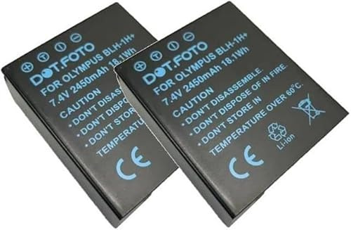 2 x Dot.Foto BLH-1 Premium Alta Capacidad 7.4v / 2450mAh Fully Decoded Batería Recargable para Olympus OM-D E-M1 Mark II, E-M1 Mark III, E-M1X