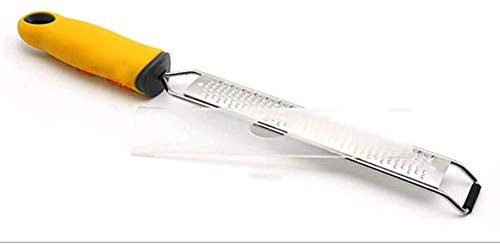 Premium Grater Zester Zester Citrus Kitchen Parmesan Grater Lemon Saute Nutmeg Grater Glyrgher Razor-Sharp Stainlesss Steel Blade Air Cleaner Safe Chocolate Knife Clean Brush Yellow 34 X 3.3Cm