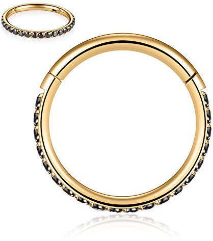 AROWRO Helix Piercings Nasenpiercing Septum Piercing Tragus Piercing Conch Piercing Daith Piercing Rook Piercing Chirurgenstahl Zirkonia Hoop 18g 6mm Gold