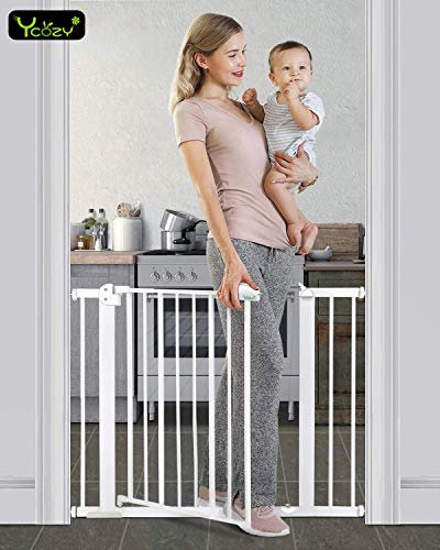 Ycozy Treppenschutzgitter Türschutzgitter Hund Türschutzgitter Katze Hauck Treppengitter Baby Ohne Bohren Treppengitter für Hund Mit Druckbefestigung Höhe 77 cm Breiten 85-104cm