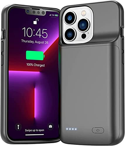 NEWDERY Akku Hülle für iPhone 13 Pro/iPhone 13, 4800mAh Schlanke Tragbare Ladeschutzhülle, Wiederaufladbare Ladehülle für iPhone 13 Pro/iPhone 13 (6,1 Zoll)