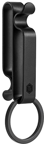 KeyUnity KM00 Titane Clip porte-clés, Boucle de ceinture en port cle, Double face porte-clés à dégagement rapide avec pince à clé, détachable mousqueton clé facile utilitaire (Noir)