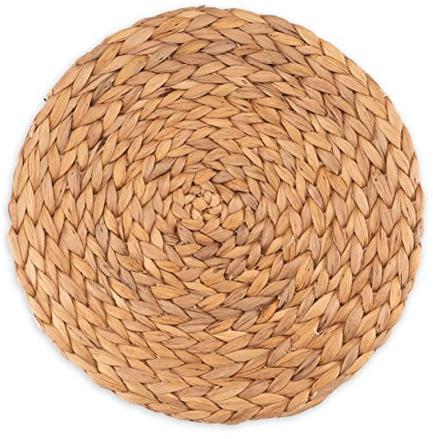 Decorasian Untersetzer aus Wasserhyazinthe - Seegras, Topfuntersetzer im 4er Set - abwischbare Coaster 25cm - Platzsets klein und rund