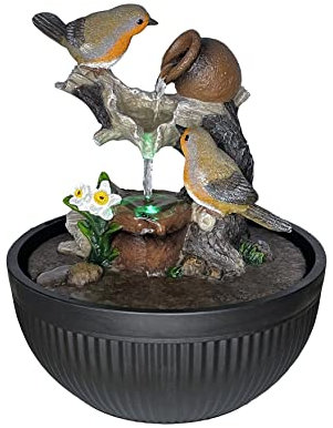 Radiant Robins Water Fountain with LED Light | Size 20.5 * 20.5 * 26 Cm | USB cable Included |