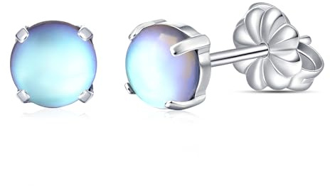 Limerencia 20G Titan Ohrringe, Palme Mondstein Katzenauge Blauer Türkis Ohrstecker,G23 Hypoallergenes Titan, Zarte Schmuckstücke für empfindliche Ohren