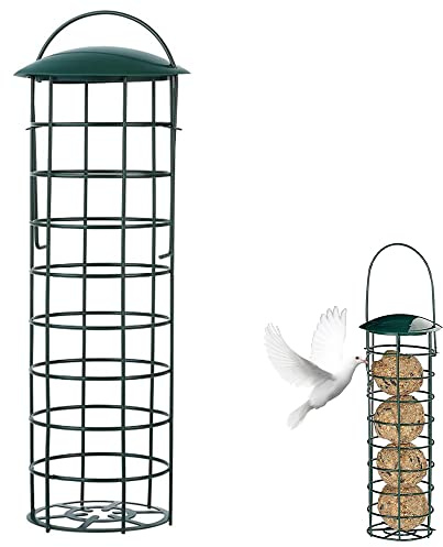 Voarge Vogelfutterstation zum Aufhängen, Vogelfutterstation für den Außenbereich, Netz mit Stahlhaken zum Aufhängen von Fettbällen, für den Außenbereich, Terrasse, Garten (1 Stück)