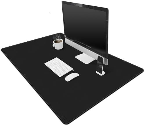 Vyaaa Schreibtischunterlage, 100 x 60cm PU Leder Mauspad, Multifunktionales Office Tischunterlage,Schreibtischschutz, große Schreibtischunterlage für Büro/Home(Schwarz)
