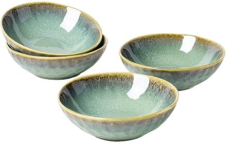 Juego de 4 cuencos de cerámica, 750 ml, para 4 personas, color beige