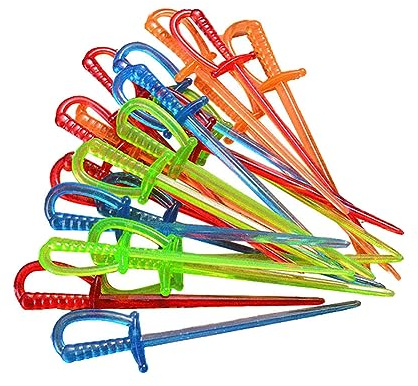 FSSTUD 300 palillos de dientes de espada de plástico, coloridos palillos de bebidas de cóctel, palitos de aperitivos, palillos de frutas para postre de fiesta, palillos para bar en casa